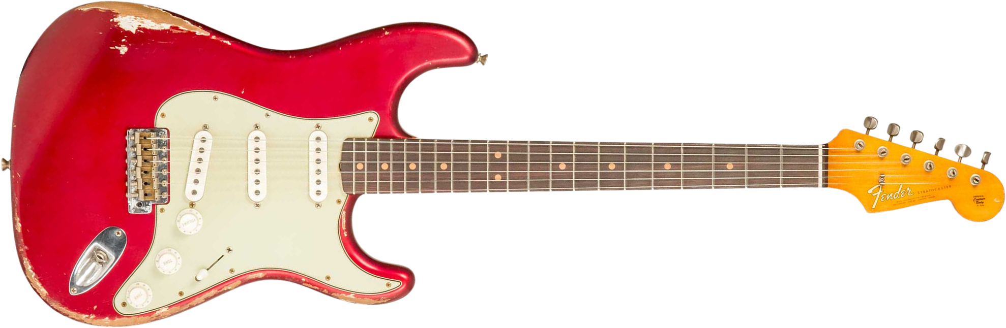 Fender Custom Shop Strat 1964 Masterbuilt P.waller 3s Trem Rw #r129130 - Heavy Relic Candy Apple Red - Str shape electric guitar - Main picture