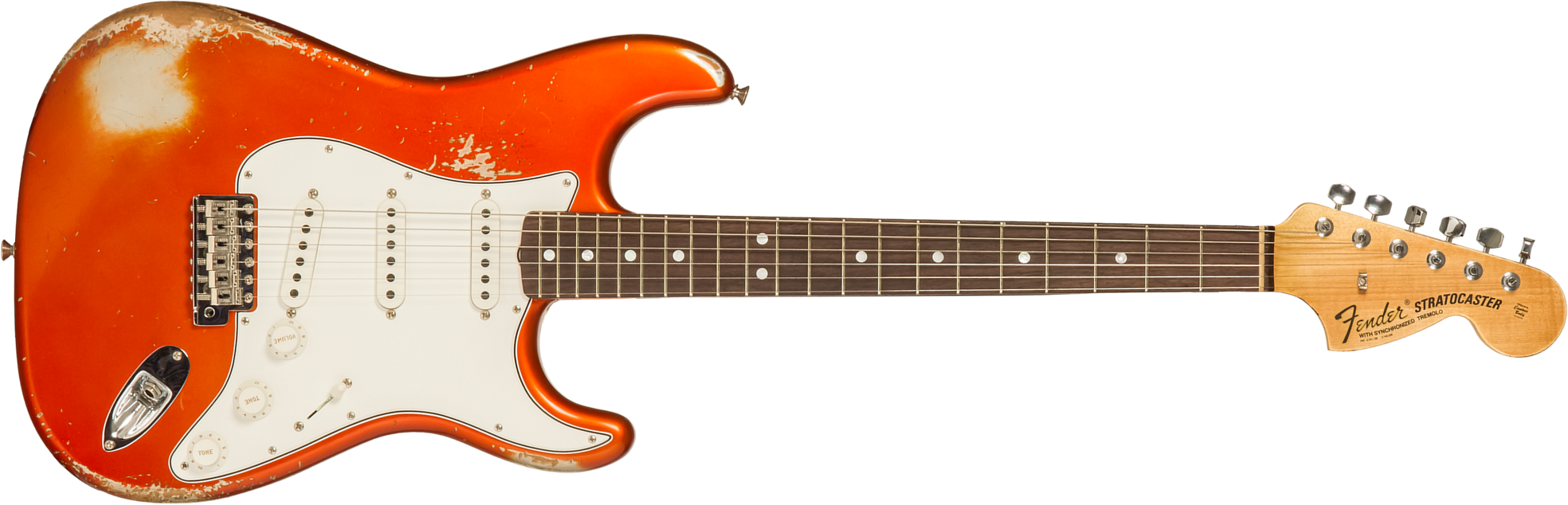 Fender Custom Shop Strat 1969 3s Trem Rw #r132166 - Heavy Relic Candy Tangerine - Str shape electric guitar - Main picture