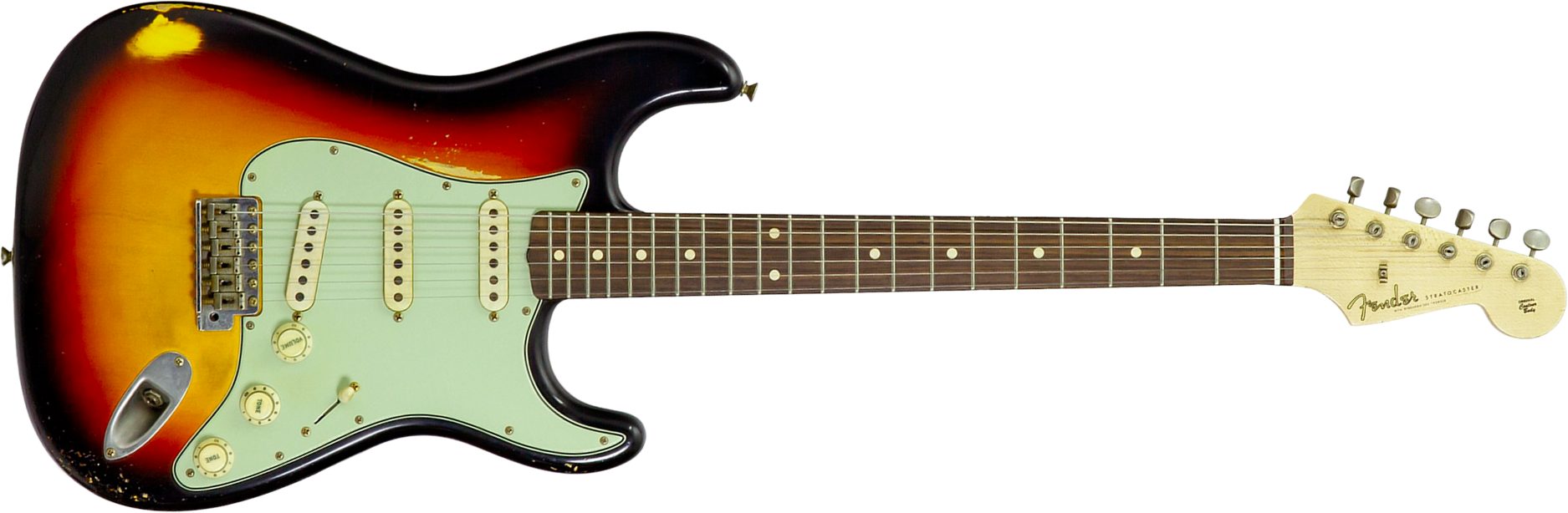 Fender Custom Shop Strat 60s Mb A.hicks 3s Trem Rw #4681 #ah0416 - Relic 3-color Sunburst - Str shape electric guitar - Main picture