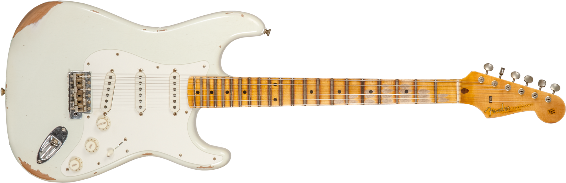 Fender Custom Shop Strat Fat 50's 3s Trem Mn #cz570495 - Relic India Ivory - Str shape electric guitar - Main picture
