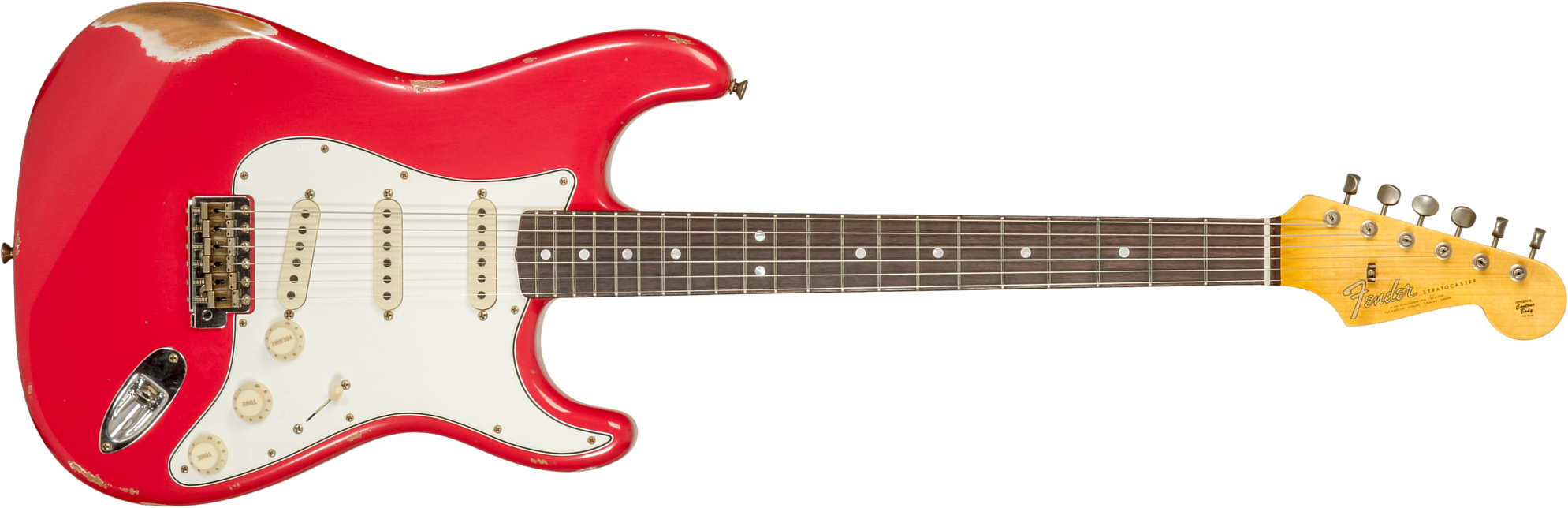 Fender Custom Shop Strat Late 1964 Trem 3s Rw #cz575557 - Relic Aged Fiesta Red - Str shape electric guitar - Main picture