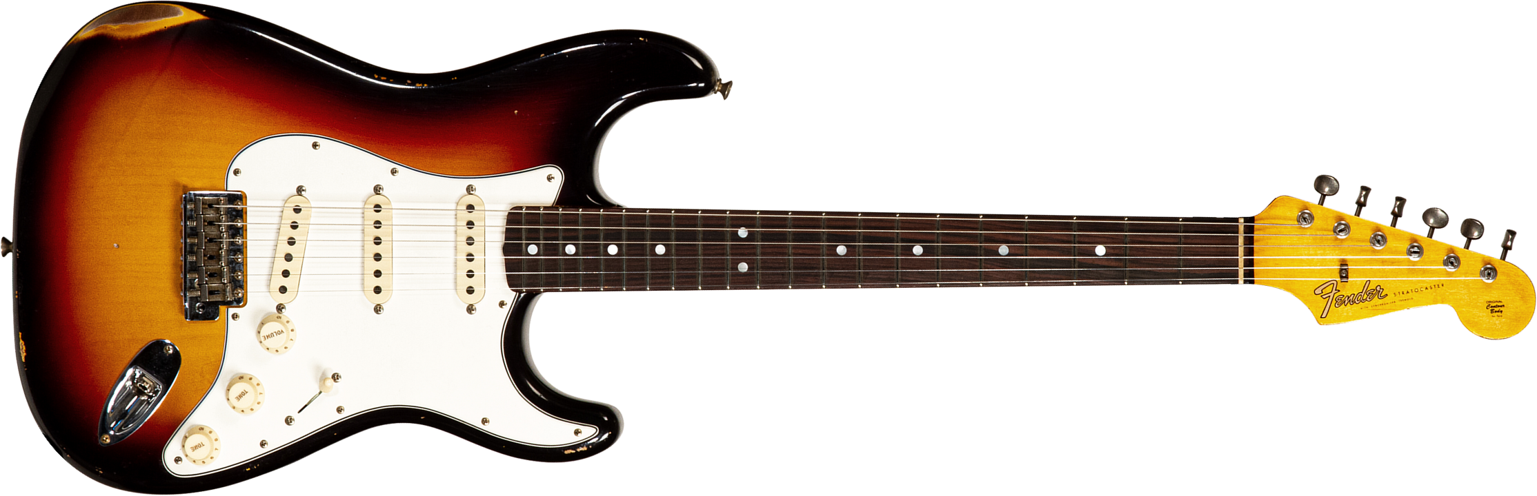 Fender Custom Shop Strat Late 64 3s Trem Rw #cz568169 - Relic Target 3-color Sunburst - Str shape electric guitar - Main picture