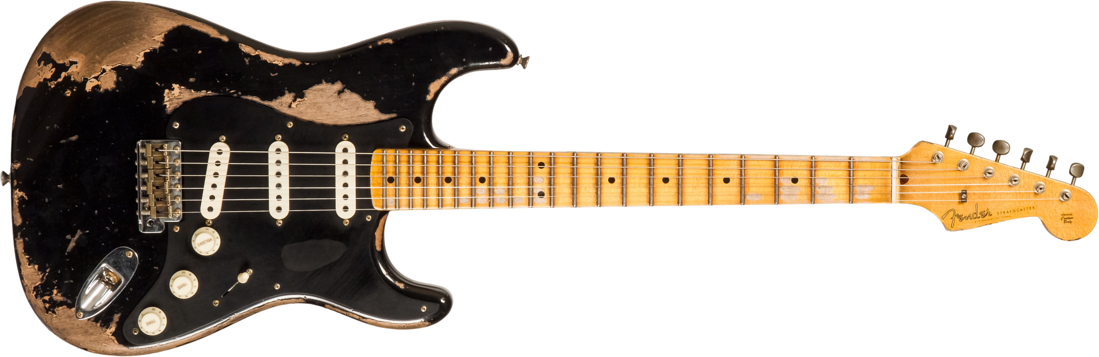 Fender Custom Shop Strat Poblano 3s Trem Mn #cz579424 - Super Heavy Relic Black - Str shape electric guitar - Main picture