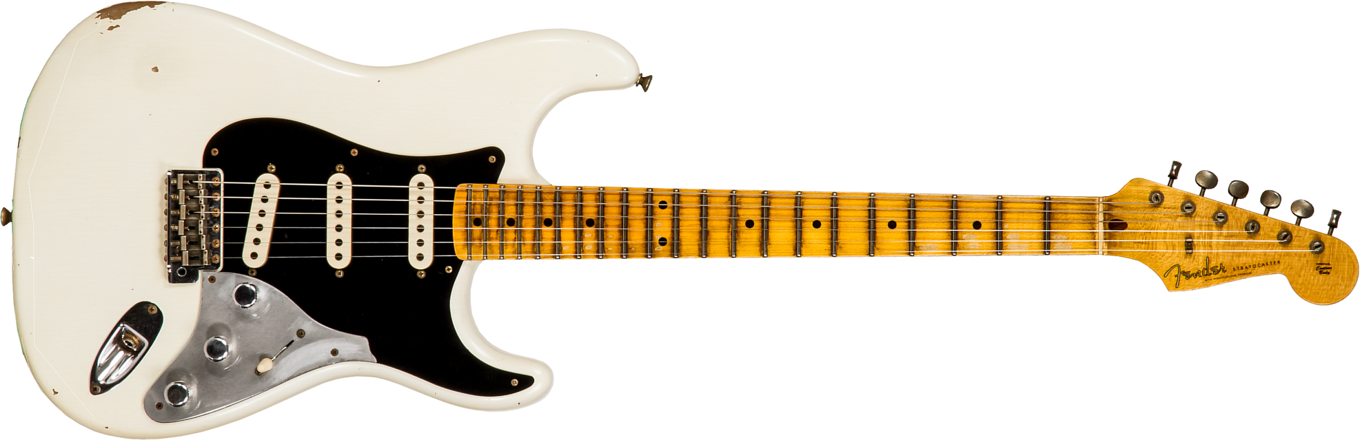 Fender Custom Shop Strat Poblano Ii 3s Trem Mn #cz555378 - Relic Olympic White - Str shape electric guitar - Main picture