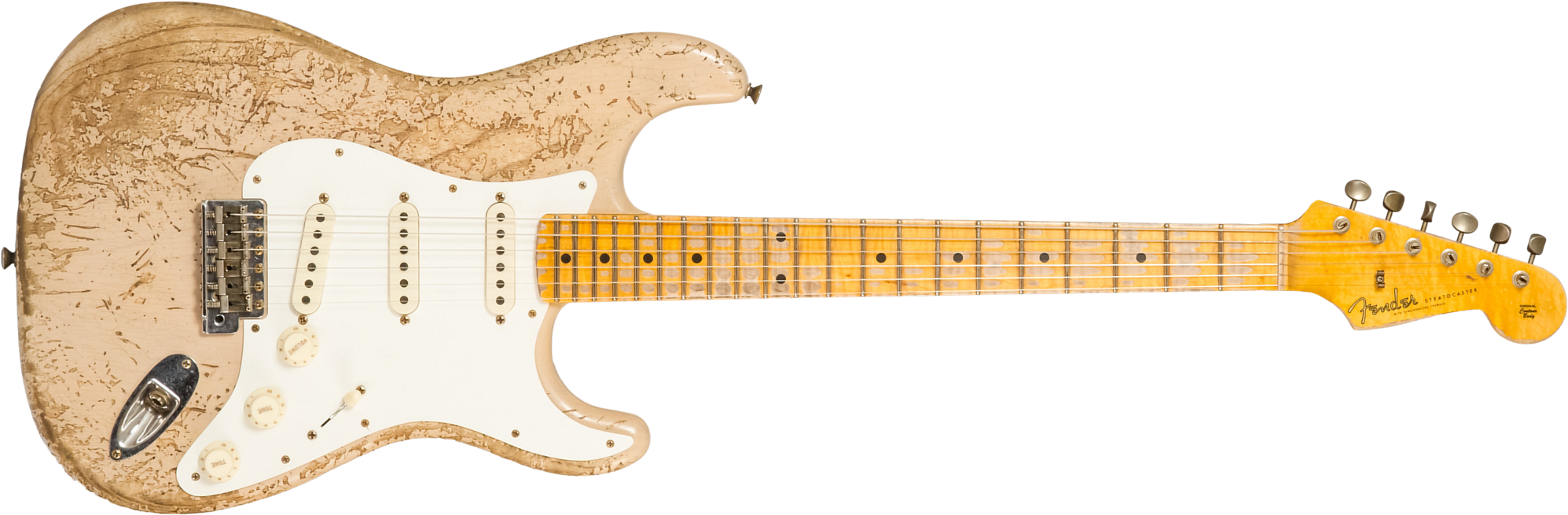 Fender Custom Shop Strat Red Hot 3s Trem #cz584115 - Super Heavy Relic White Blonde - Str shape electric guitar - Main picture