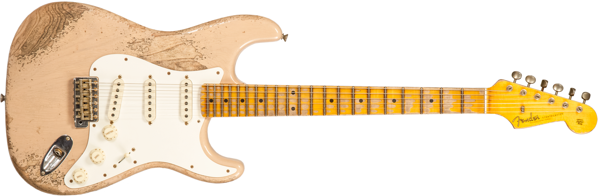 Fender Custom Shop Strat Red Hot 3s Trem Mn #cz579453 - Super Heavy Relic White Blonde - Str shape electric guitar - Main picture