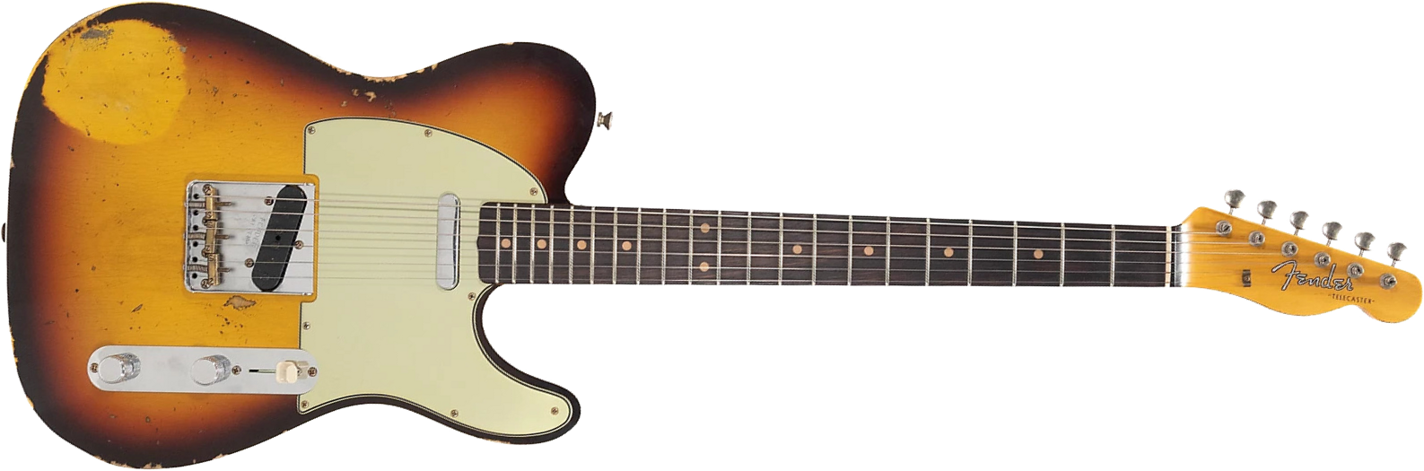 Fender Custom Shop Tele 1960 2s Ht Rw - Heavy Relic Chocolate 3-color Sunburst - Tel shape electric guitar - Main picture