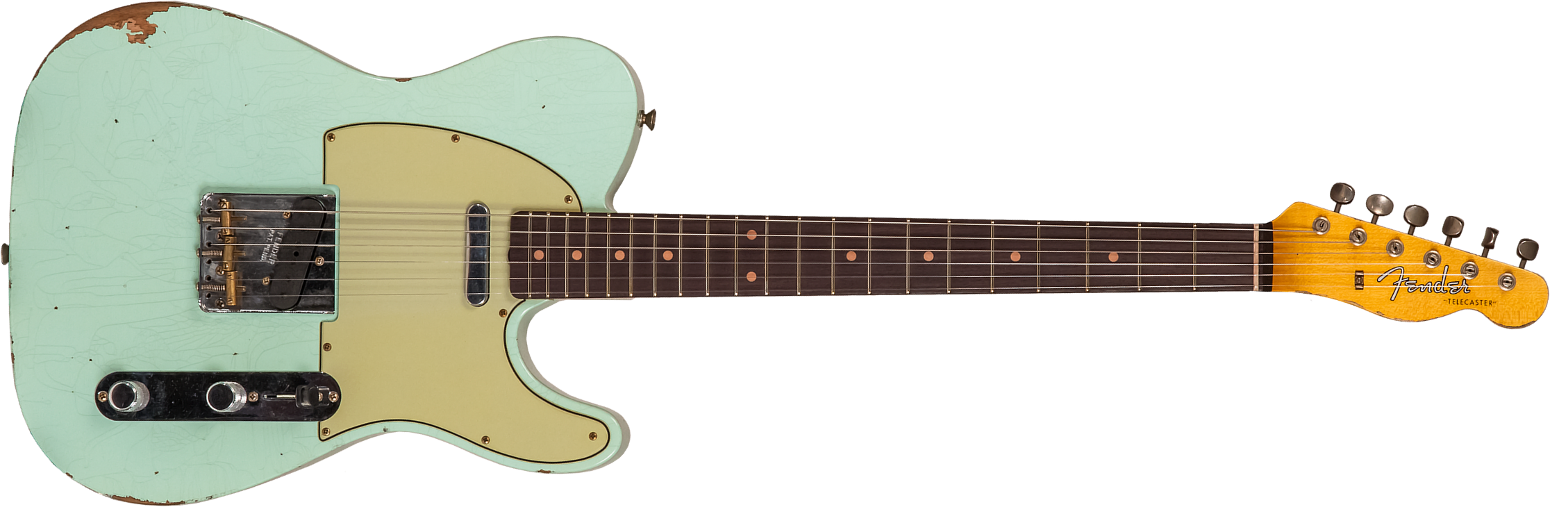 Fender Custom Shop Tele 1961 2s Ht Rw #cz565334 - Relic Faded Surf Green - Tel shape electric guitar - Main picture