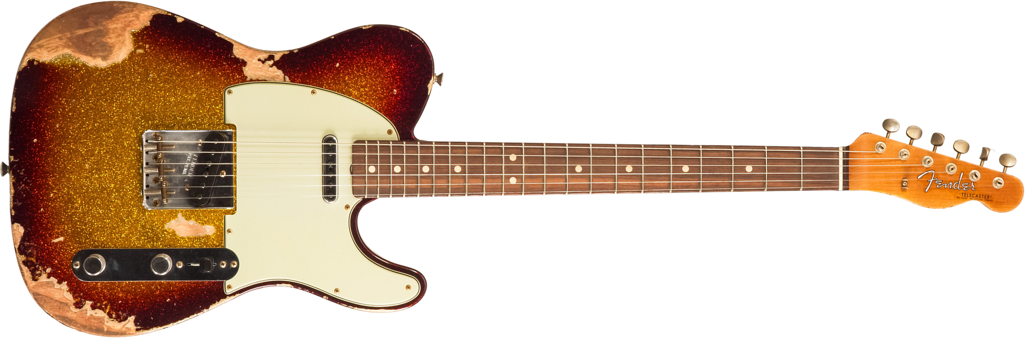 Fender Custom Shop Tele 1963 2s Ht Rw #r141275 - Heavy Relic Sparkle 3-color Sunburst - Tel shape electric guitar - Main picture