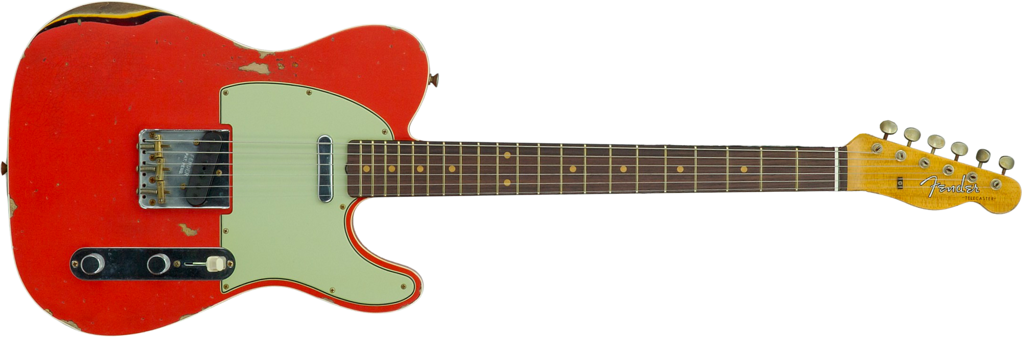 Fender Custom Shop Tele Custom 1960 2s Ht Rw #cz579562 - Heavy Relic Tahitian Coral O. 3-color Sunburst - Tel shape electric guitar - Main picture