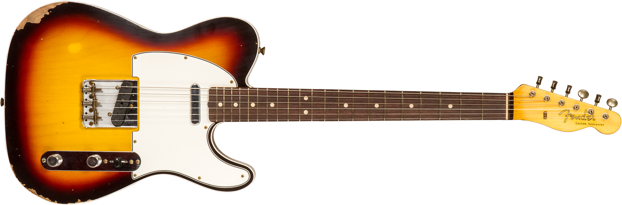 Fender Custom Shop Tele Custom 1960 2s Ht Rw #r136254 - Relic Chocolate 3-color Sunburst - Tel shape electric guitar - Main picture