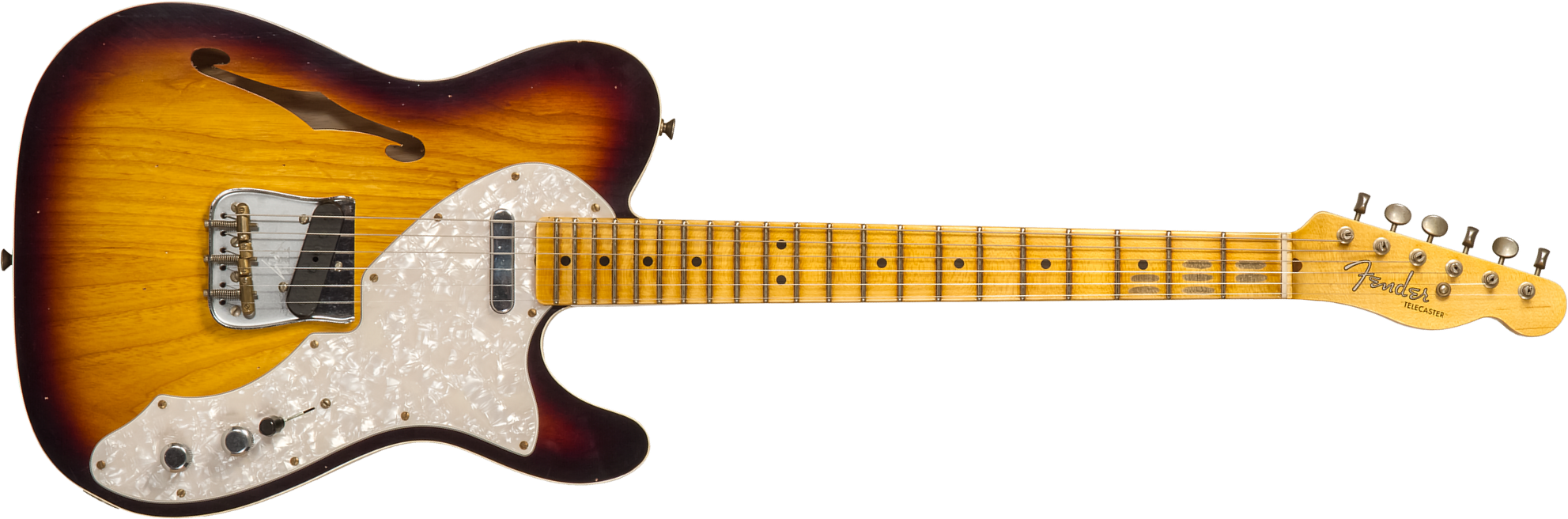 Fender Custom Shop Tele Thinline 50s Mn #cz574212 - Journeyman Relic Aged 2-color Sunburst - Tel shape electric guitar - Main picture