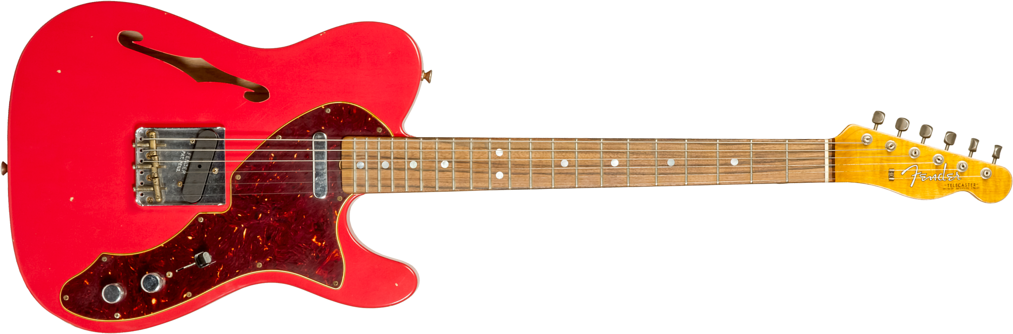 Fender Custom Shop Tele Thinline '60s Ltd 2s Ht Rw #cz544990 - Journeyman Relic Fiesta Red - Semi-hollow electric guitar - Main picture