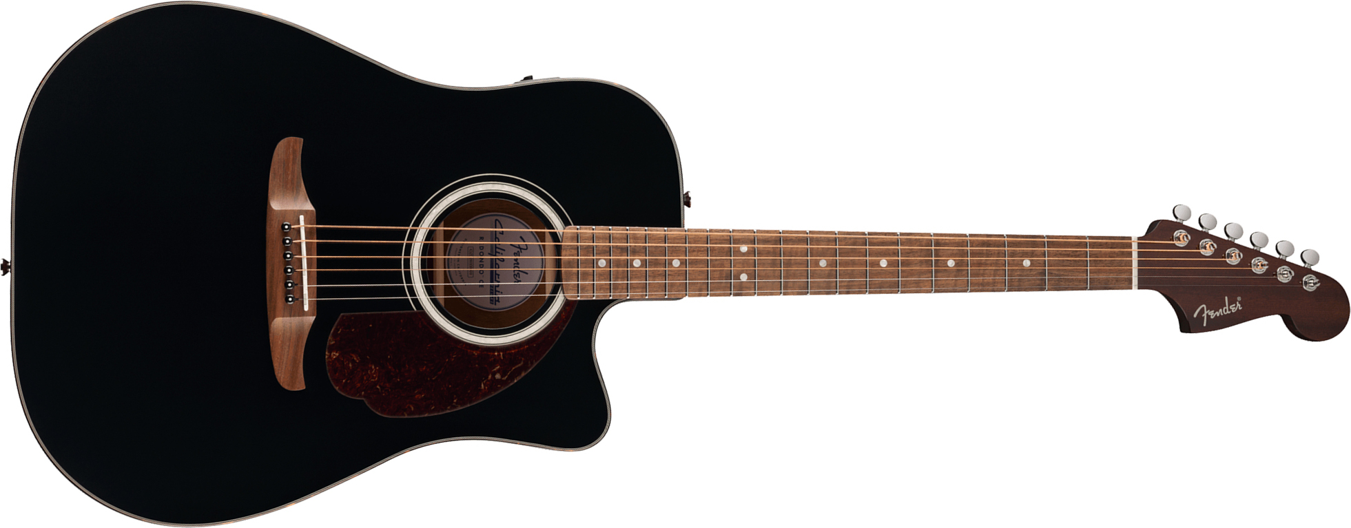 Fender Deluxe Redondo Ce California Dreadnought Cw Epicea Acajou Noy - Black - Folk guitar - Main picture