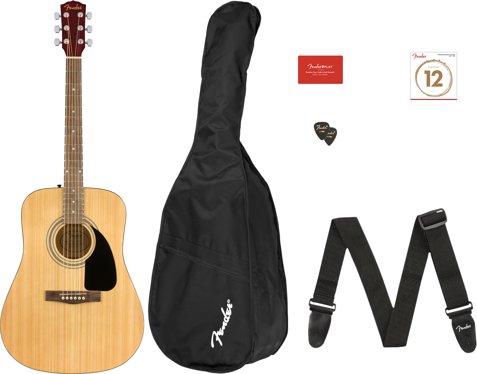 Fender Fa-115 Pack Dreadnought Epicea Acajou Wal - Natural - Acoustic guitar set - Main picture