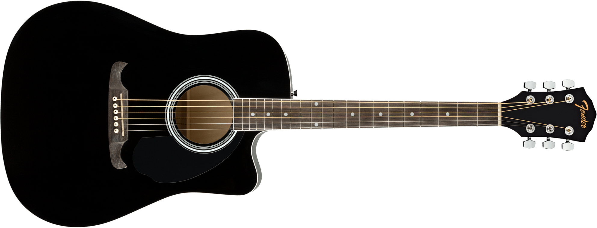 Fender Fa125ce Alternative Dreadnought Cw Epicea Acajou Wal - Black - Folk guitar - Main picture
