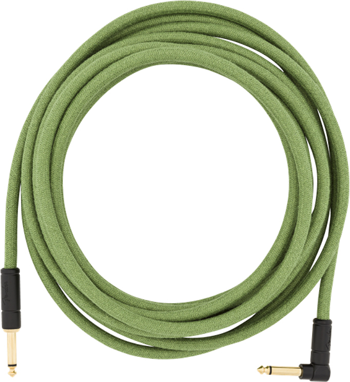 Fender Festival Pure Hemp Instrument Cable Droit/coude 18.6ft Green - Cable - Main picture