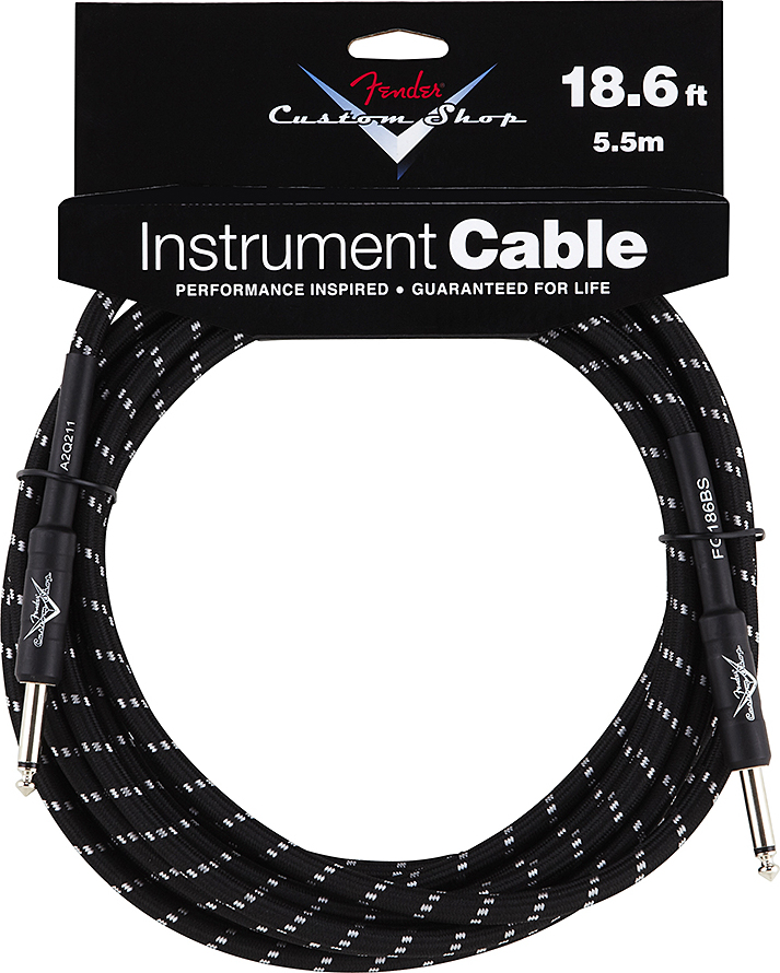 Fender Iinstrument Cable Custom Shop Performance Jacks Droit 18.6ft . 5.6m Black.tweed - Cable - Main picture