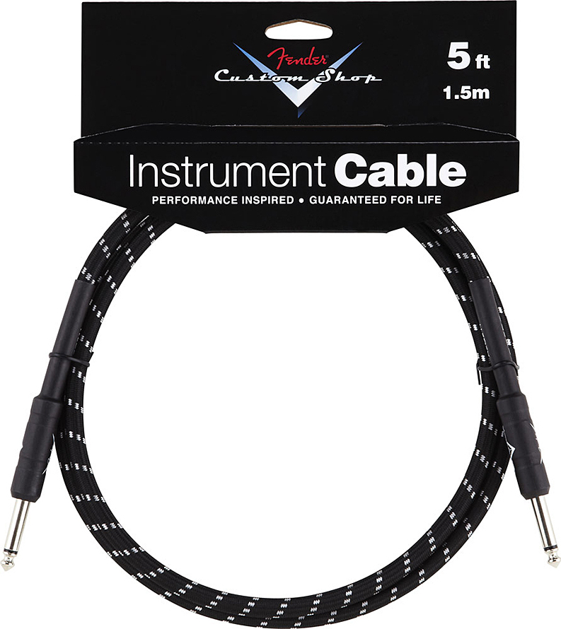 Fender Instrument Cable Custom Shop Performance Jacks Droit 5ft . 1.5m Black Tweed - Cable - Main picture