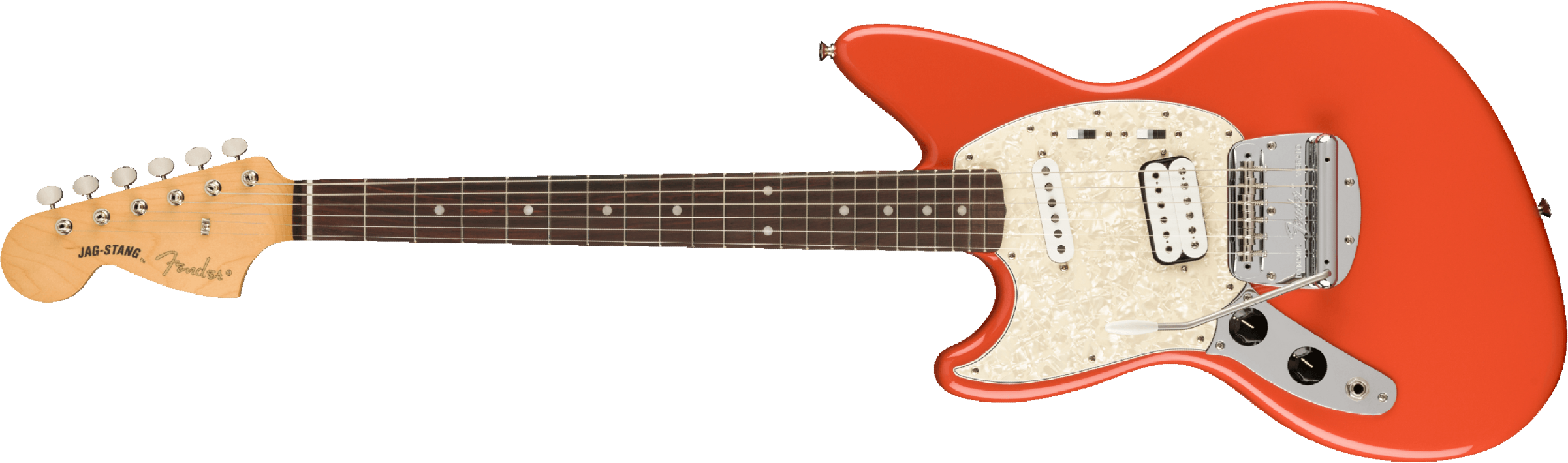 Fender Jag-stang Kurt Cobain Artist Gaucher Hs Trem Rw - Fiesta Red - Left-handed electric guitar - Main picture