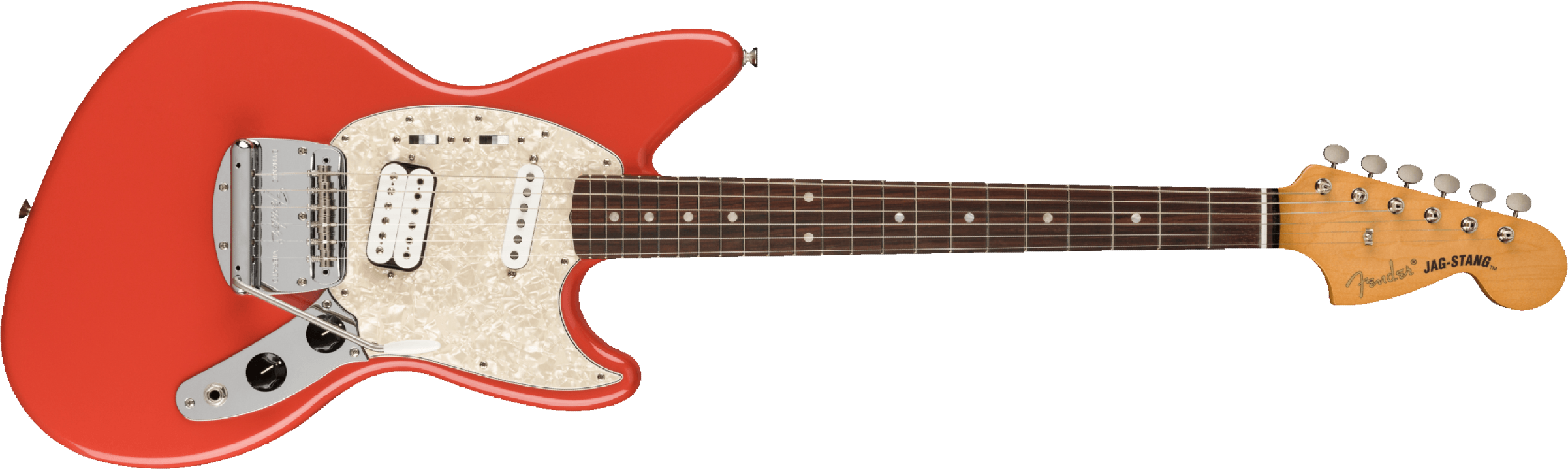 Fender Jag-stang Kurt Cobain Artist Hs Trem Rw - Fiesta Red - Retro rock electric guitar - Main picture