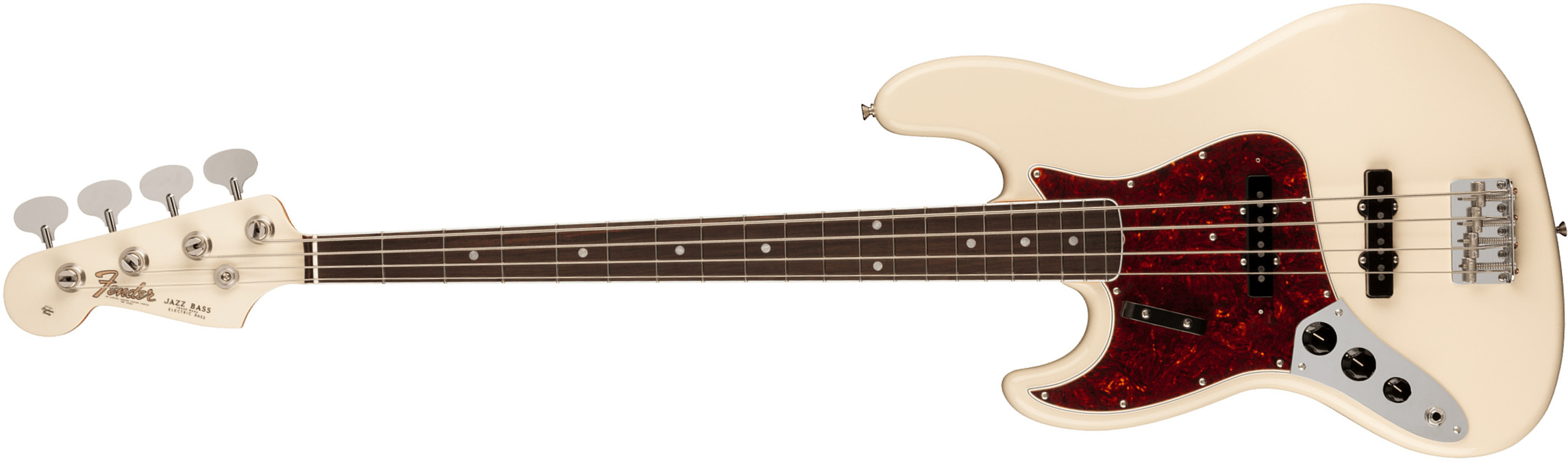 Fender Jazz Bass 1966 American Vintage Ii Lh Gaucher Usa Rw - Olympic White - Solid body electric bass - Main picture