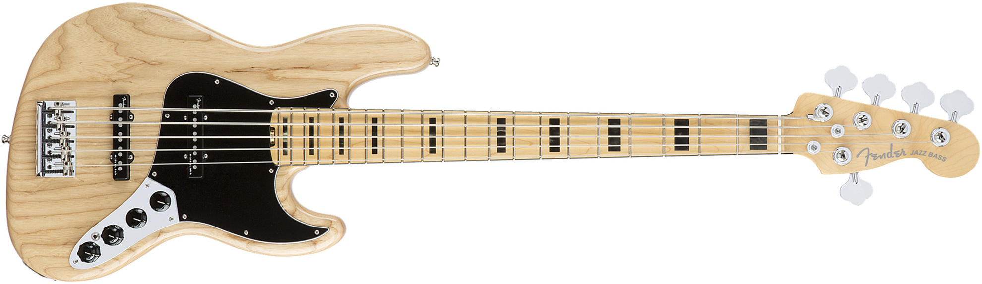 Fender Jazz Bass American Elite V Ash 5 Cordes 2016 (usa, Mn) - Natural - Solid body electric bass - Main picture