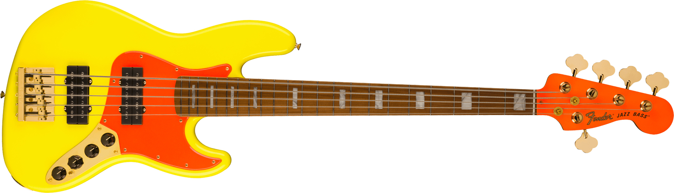 Fender Jazz Bass Mononeon V Mex Signature 5c Active Mn - Neon Yellow - Solid body electric bass - Main picture