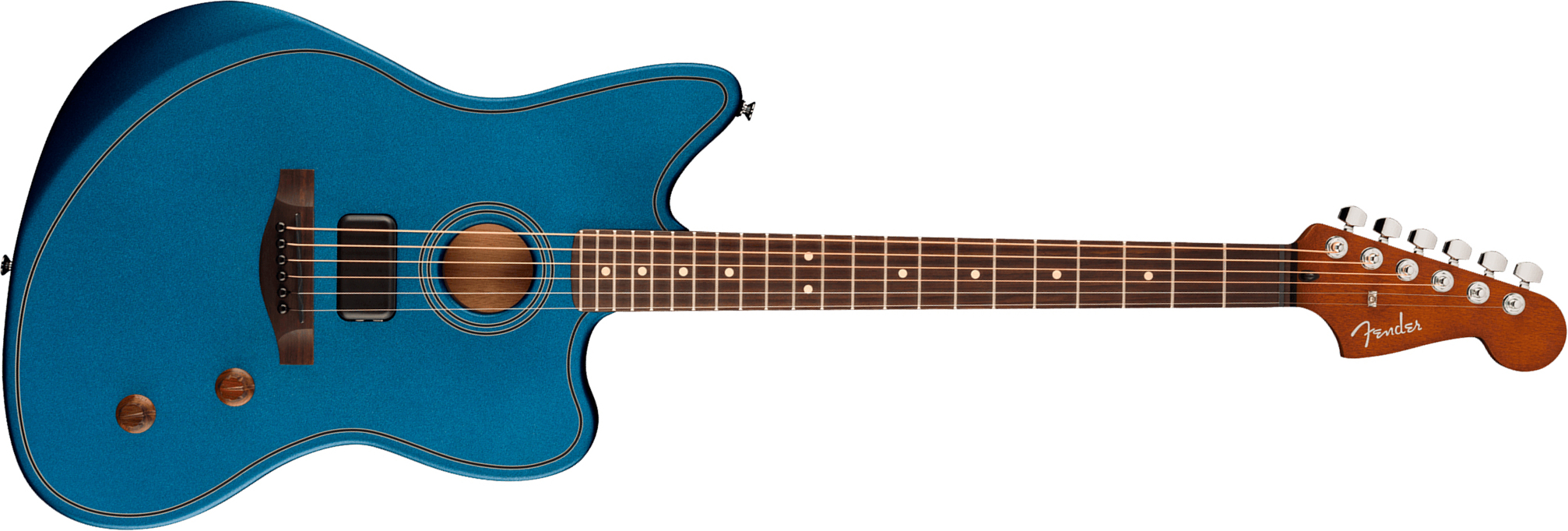 Fender Jazzmaster Acoustasonic Standard Ind Epicea Acajou Rw - Lake Placid Blue - Folk guitar - Main picture