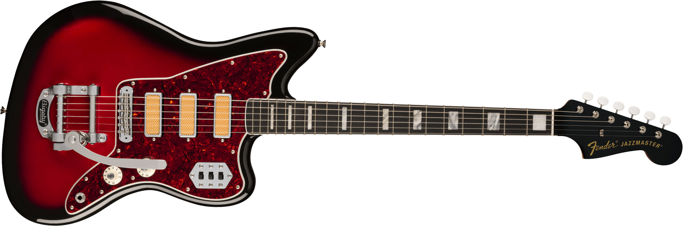 Fender Jazzmaster Gold Foil Ltd Mex 3mh Trem Bigsby Eb - Candy Apple Burst - Retro rock electric guitar - Main picture