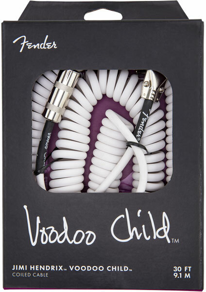 Fender Jimi Hendrix Voodoo Child Cable Instrument Spirale Droit/coude 30inc/9.1m White - Cable - Main picture