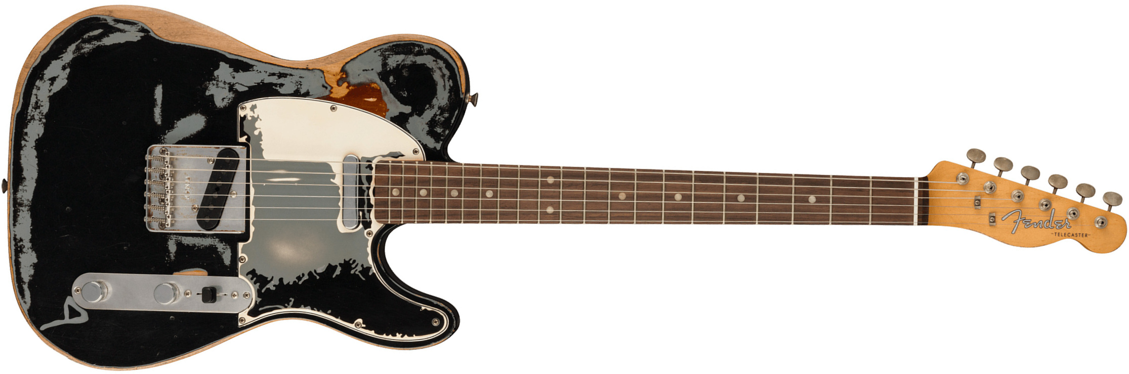 Fender Joe Strummer Tele Mex Signature 2s Ht Rw - Road Worn Black Over 3-color Sunburst - Tel shape electric guitar - Main picture