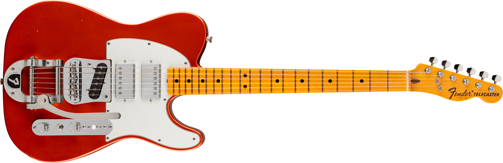 Fender Mike Campbell Tele Red Dog Stories Usa Signature Shh Trem Mn - Red Dog Red - Tel shape electric guitar - Main picture