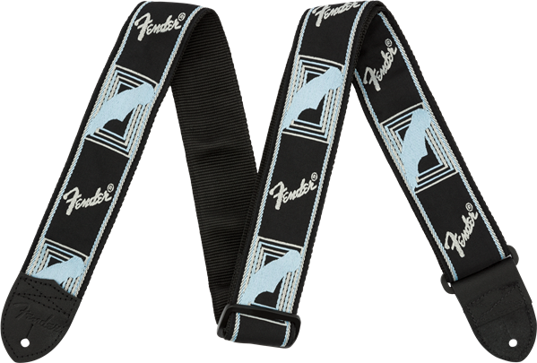 Fender Monogrammed Cotton 2inc.5cm Black Light Grey Blue - Guitar strap - Main picture