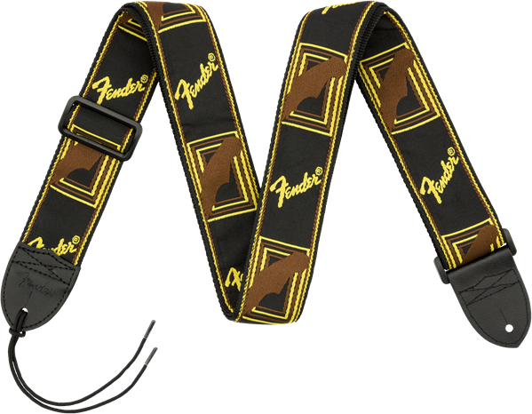 Fender Monogrammed Cotton 2inc.5cm Black Yellow Brown - Guitar strap - Main picture