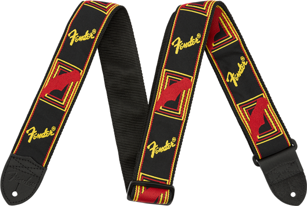 Fender Monogrammed Cotton 2inc.5cm Black Yellow Red - Guitar strap - Main picture