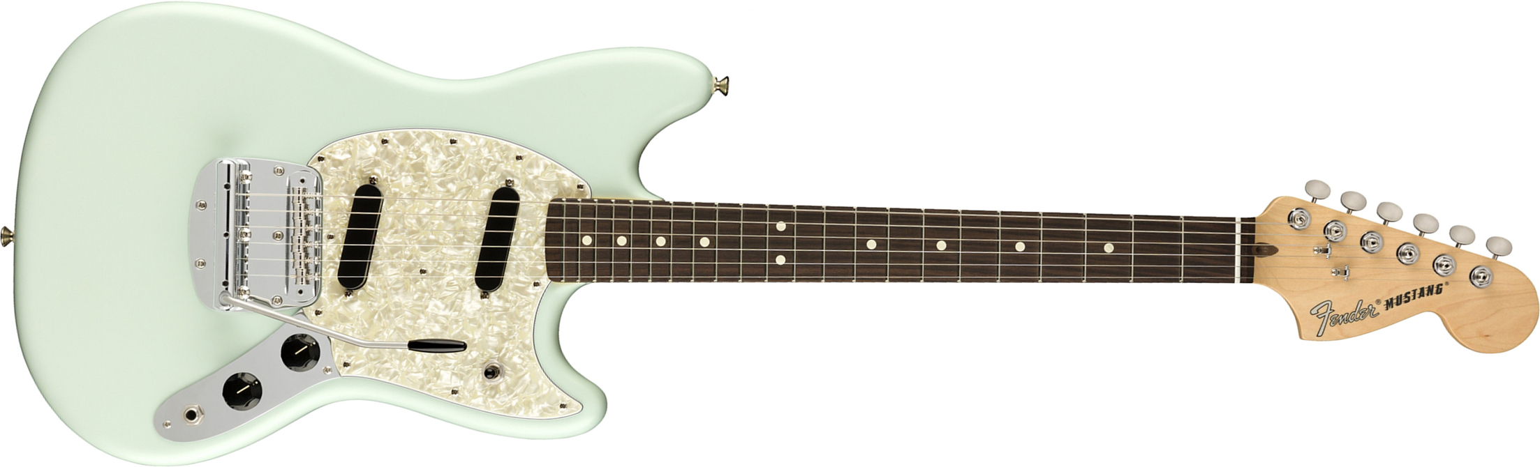Fender Mustang American Performer Usa Ss Rw - Satin Sonic Blue - Double cut electric guitar - Main picture