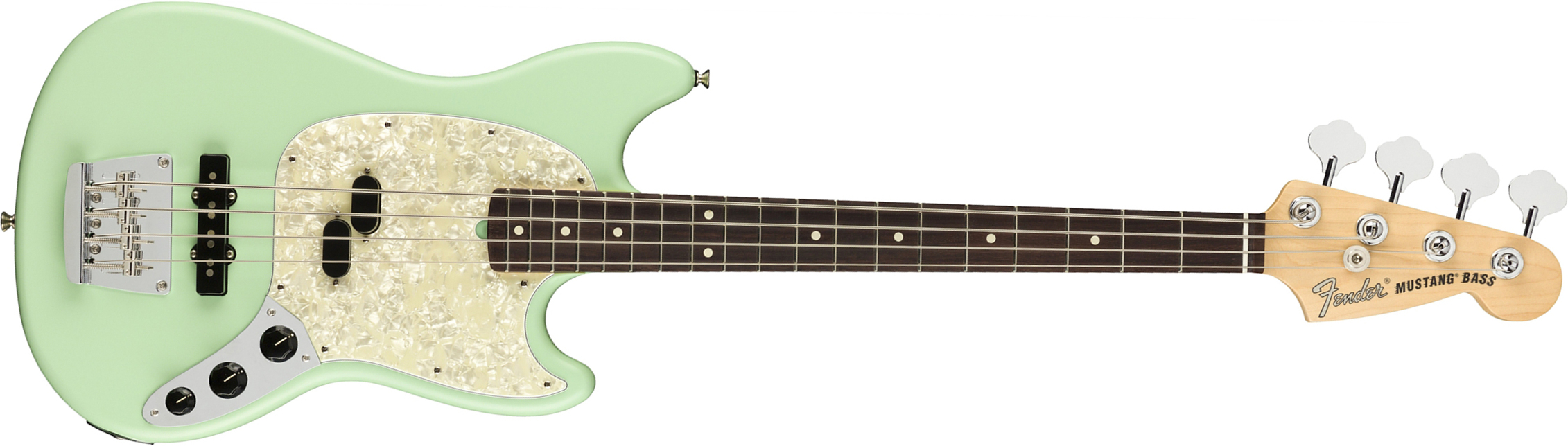 Fender Mustang Bass American Performer Usa Rw - Satin Surf Green - Electric bass for kids - Main picture
