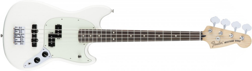 Fender Mustang Bass Pj Mex Pf - Olympic White - Electric bass for kids - Main picture