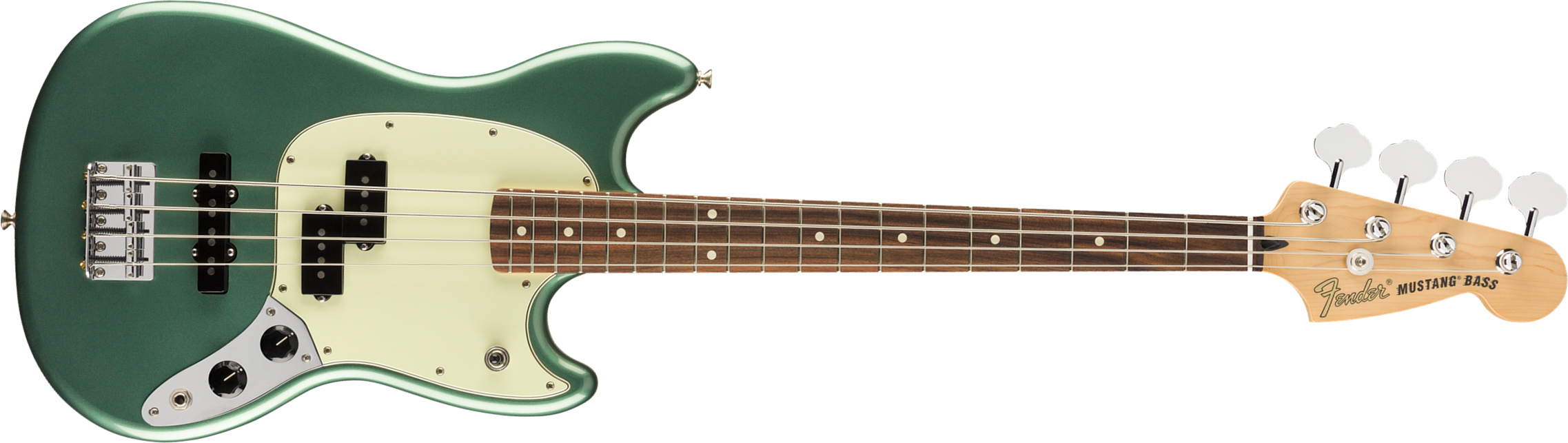 Fender Mustang Bass Pj Player Ltd Mex Pf - Sherwood Green Metallic - Electric bass for kids - Main picture