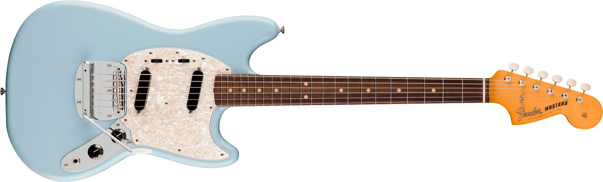 Fender Mustang Mid 60s Vintera 3 Mex Shsc 2s Trem Rw - Sonic Blue - Retro rock electric guitar - Main picture