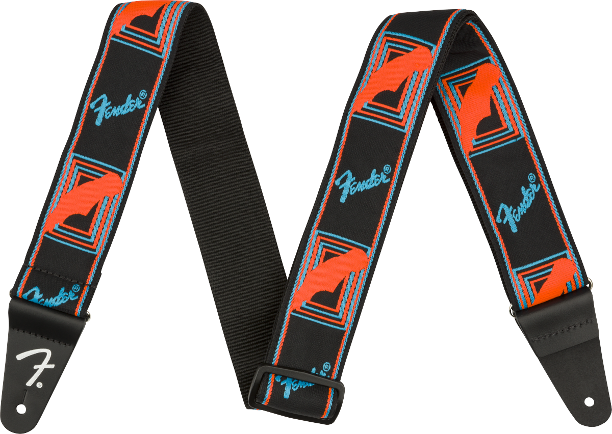 Fender Neon Monogrammed Guitar Strap Poly Blue/orange - Guitar strap - Main picture