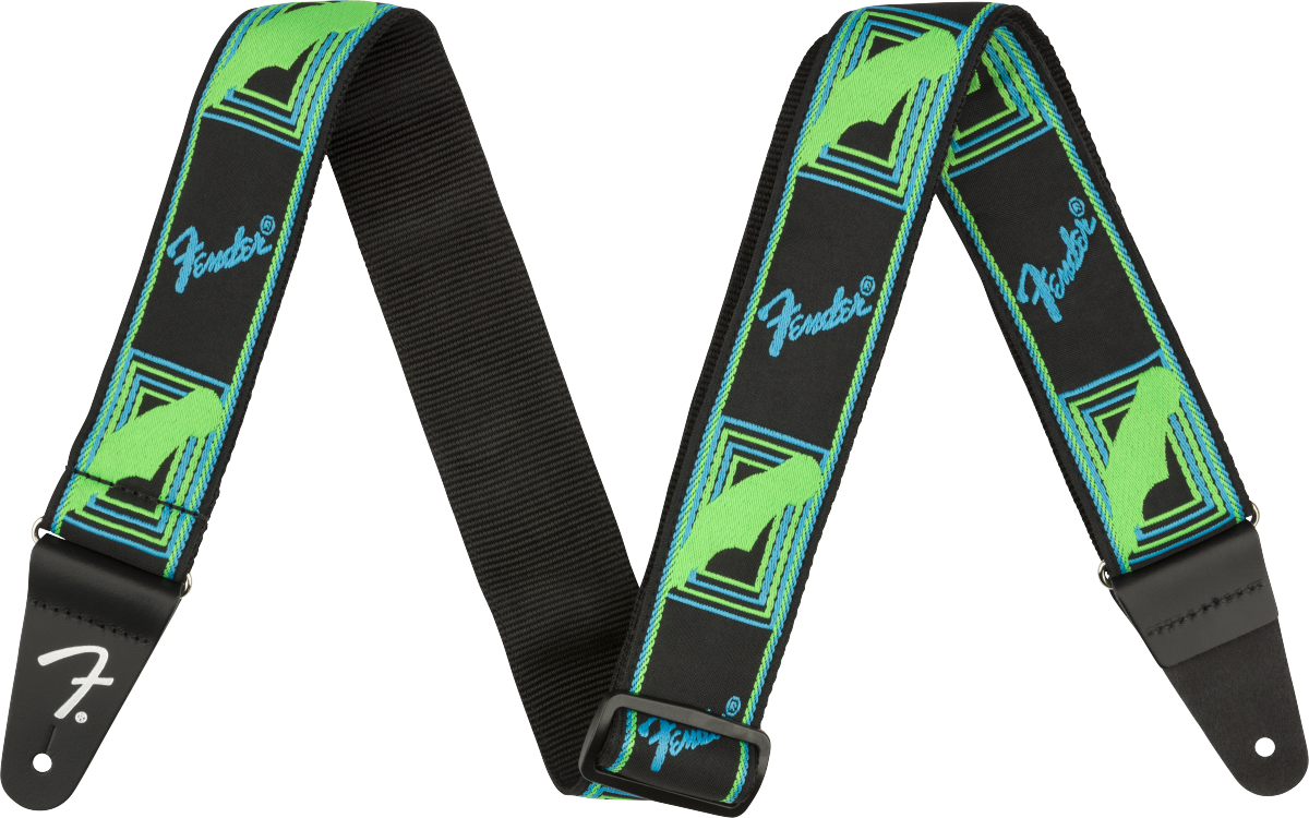 Fender Neon Monogrammed Guitar Strap Poly Green/blue - Guitar strap - Main picture
