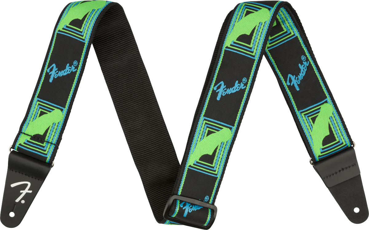 Neon Monogrammed Guitar Strap Green Blue Guitar strap Fender