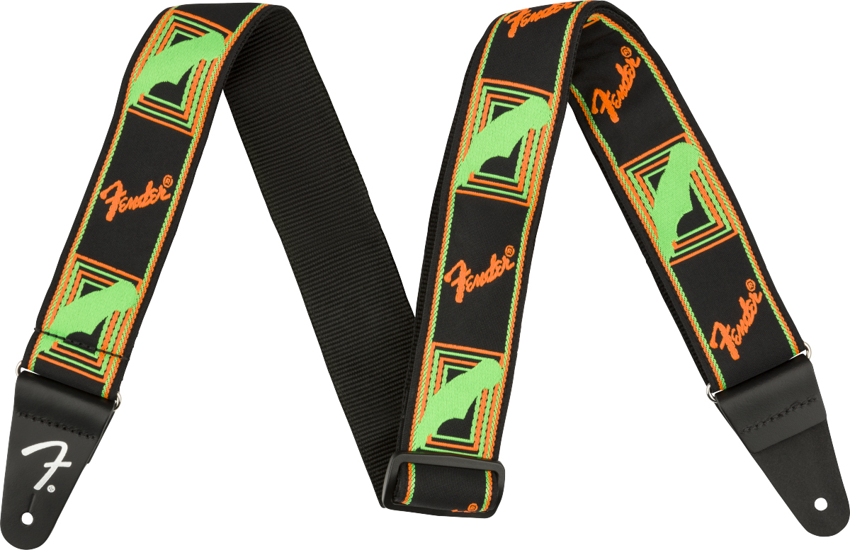 Neon Monogrammed Guitar Strap - Green/Orange Guitar strap Fender