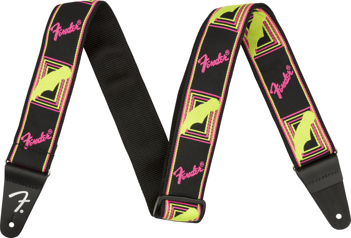 Fender Neon Monogrammed Guitar Strap Poly Yellow/pink - Guitar strap - Main picture