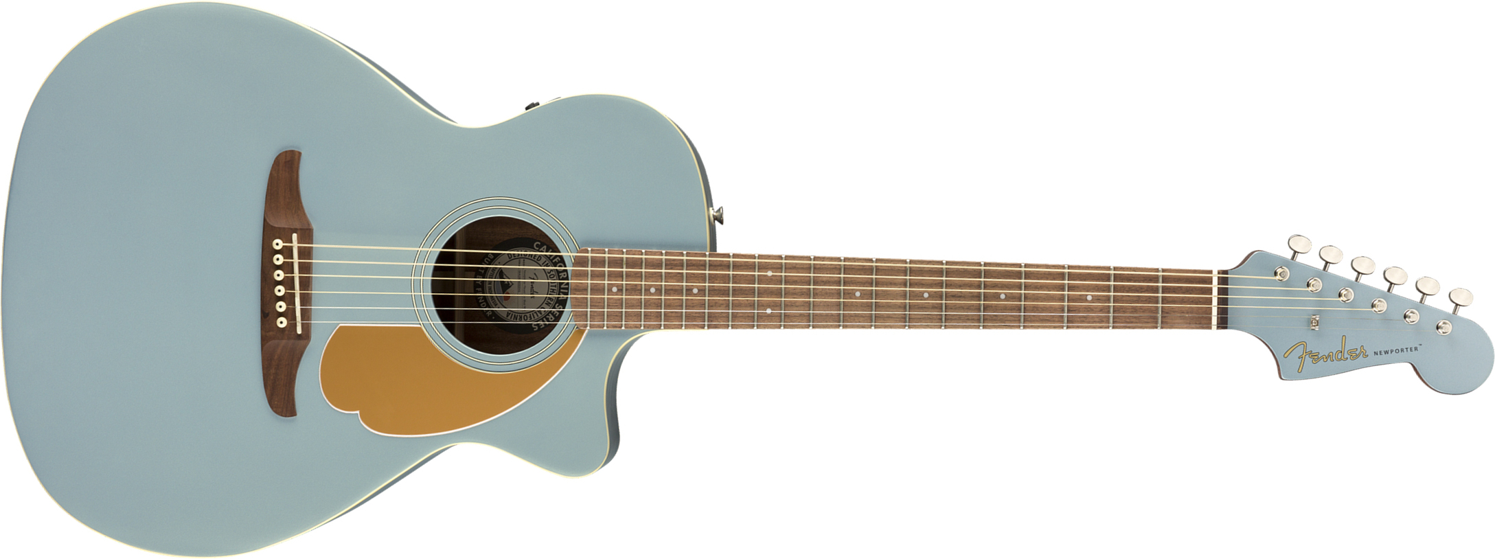 Fender Newporter Player Auditorium Cw Epicea Acajou Wal - Ice Blue Satin - Electro acoustic guitar - Main picture