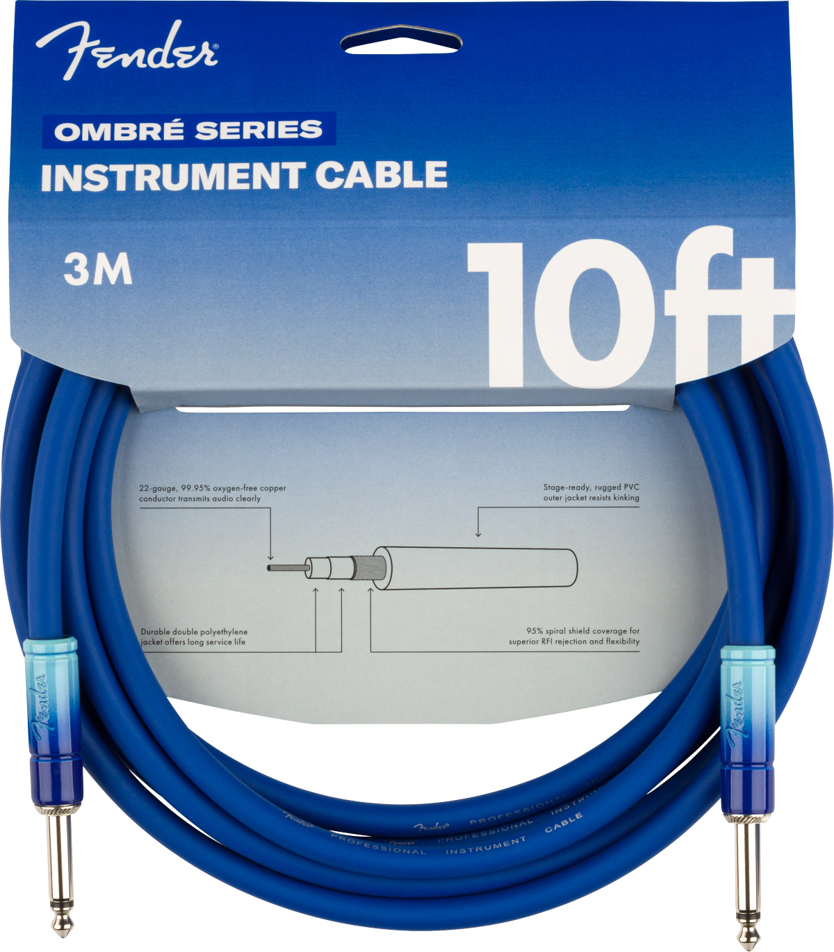 Fender Ombre Instrument Cable Droit Droit 10ft 3.05m Belair Blue - Cable - Main picture