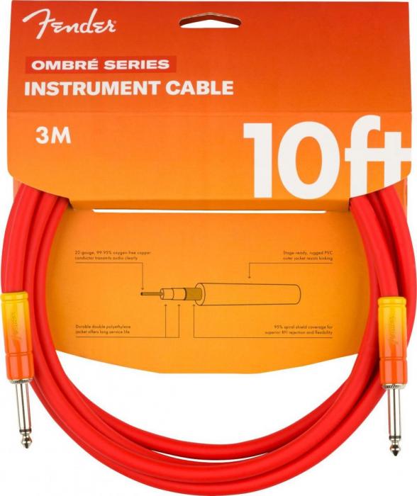 Cable Fender Ombré Instrument Cable, Straight/Straight, 10ft - Tequila Sunrise