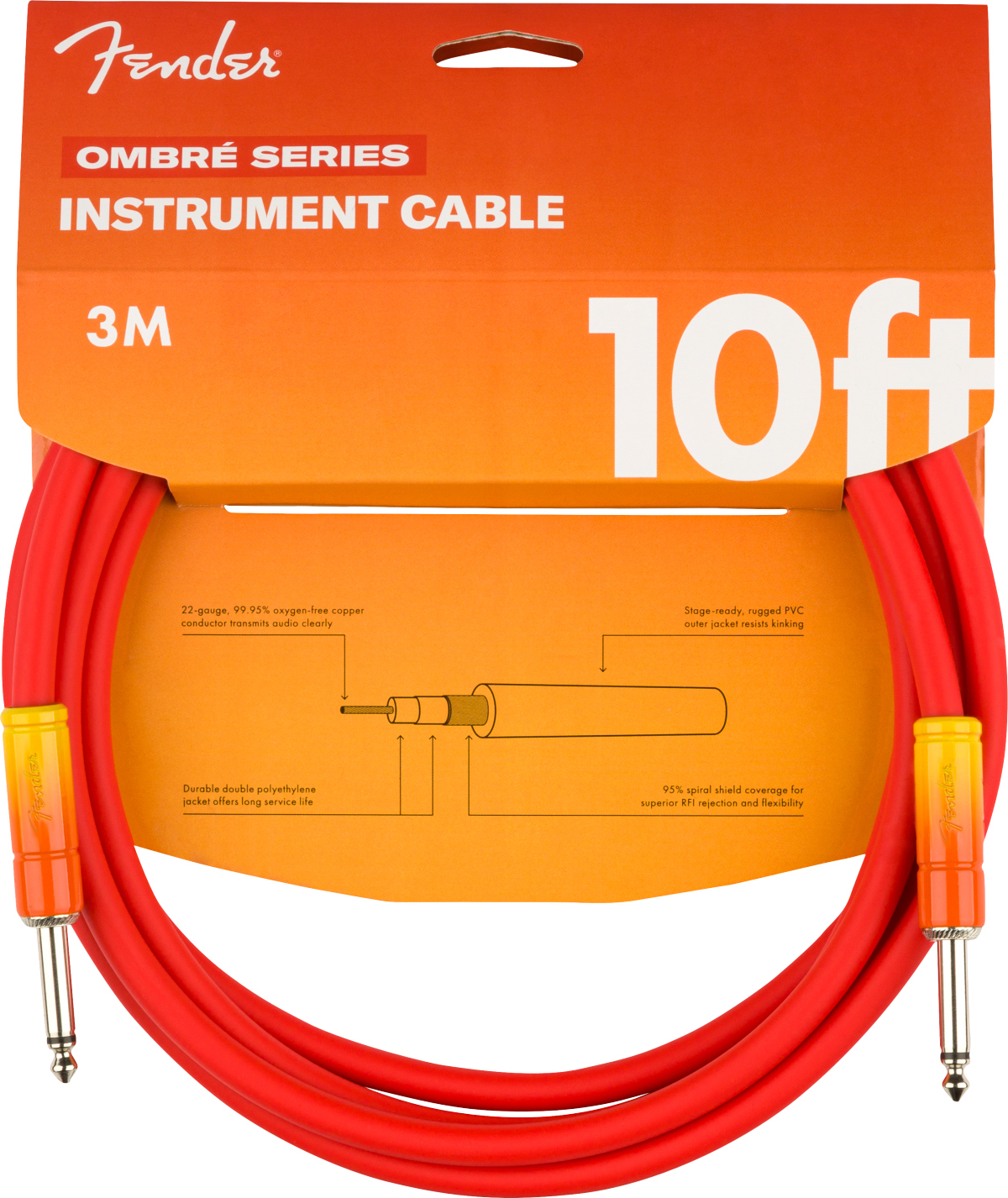 Fender Ombre Instrument Cable Droit Droit 10ft 3.05m Tequila Sunrise - Cable - Main picture